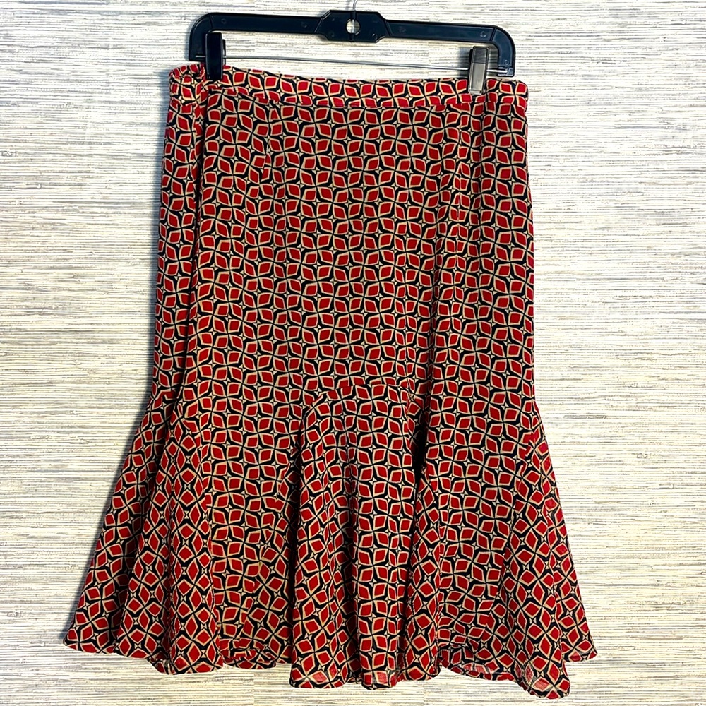 Ruby Rd A-Line Skirt Size 12 Red/Navy/Beige (557)